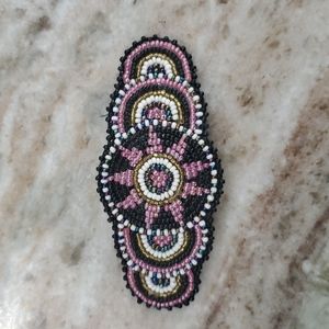 Hand beaded medallion barrette clip